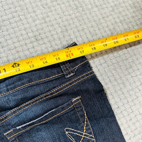 vintage retro y2k dark wash ultra micro mini low rise denim skirt blue epic 10 - Picture 5 of 6